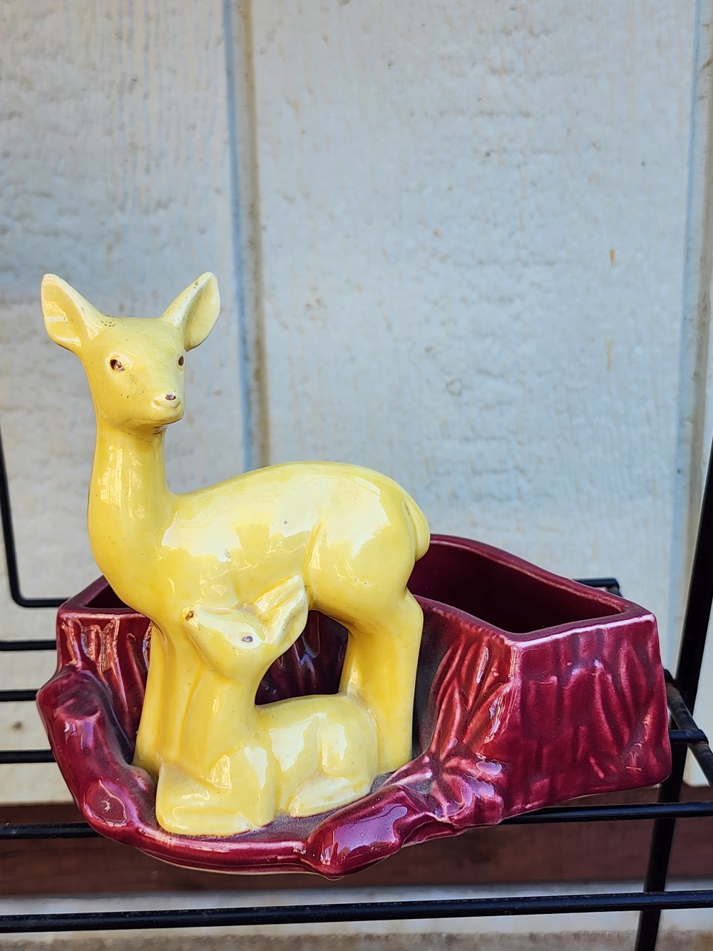 MCM Ceramic Doe & Fawn Decorative Planter